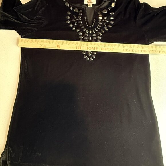 VTG Quacker Factory Womens Black Velvet WitchyGoth Top Medium Romantic Goth Vamp - Picture 6 of 8